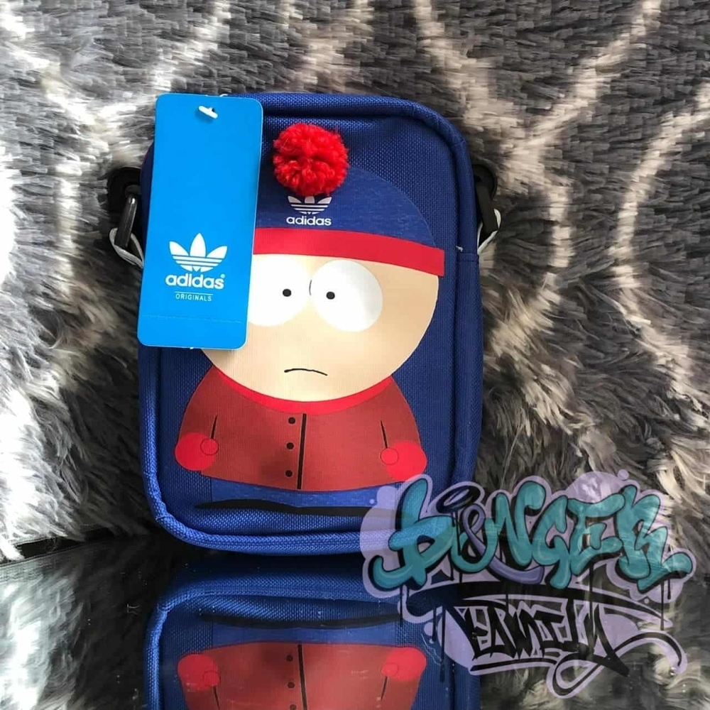 Adidas Blue Crossbody Bag with Cartoon Design